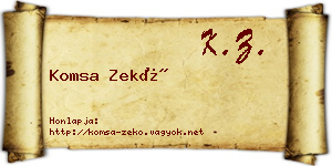 Komsa Zekő névjegykártya